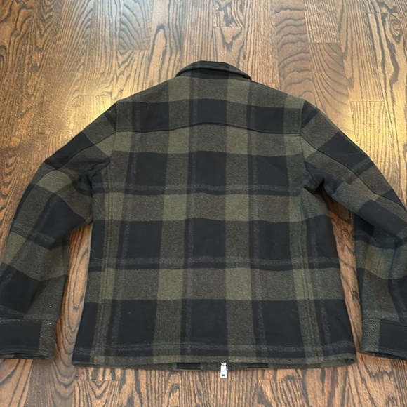 Theory Men’s Black and Olive Wyatt Rush Plaid Jacket Coat Size Small - Picture 6 of 7